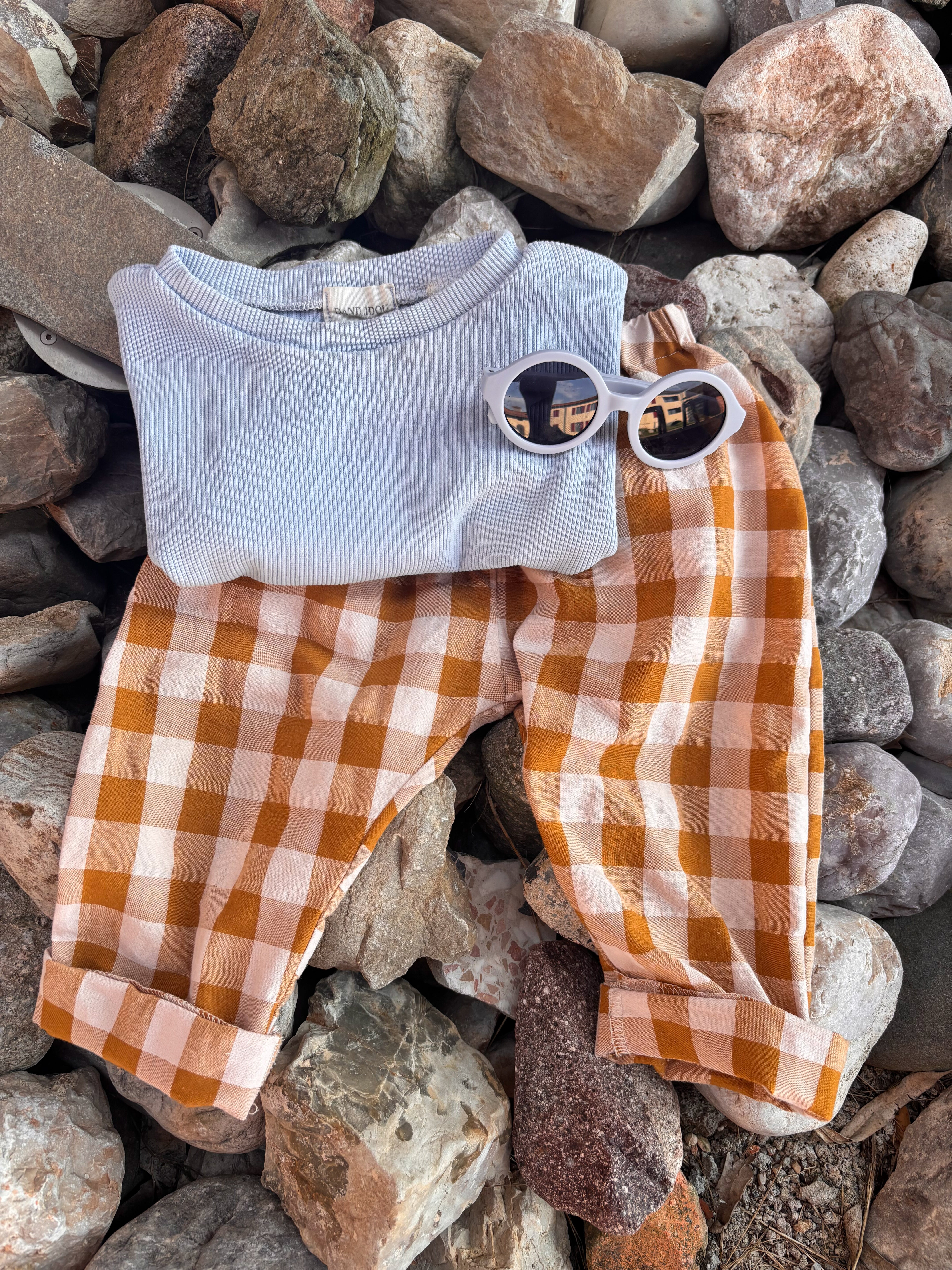 SEERSUCKER BAGGY PANTS CARAMEL