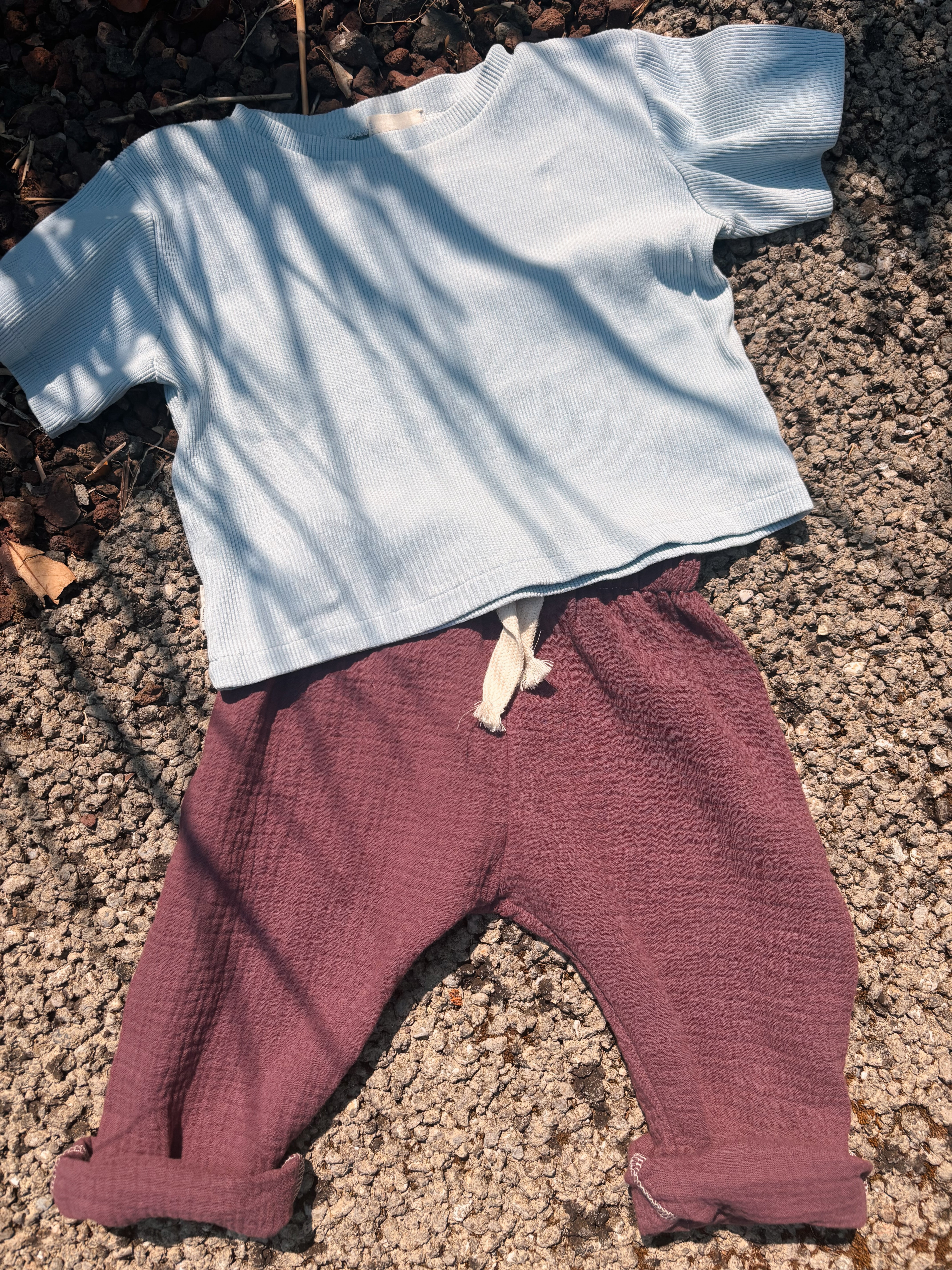 MUSSELIN BAGGY PANTS DARK AUBERGINE